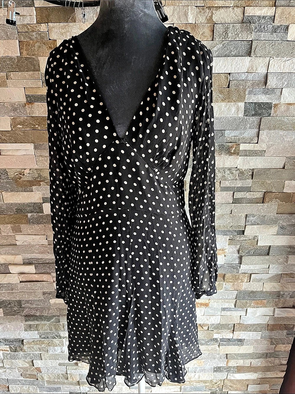 Réalisation Par The Kate Dress Polka Dot Mini Dress Black & Cream Like New